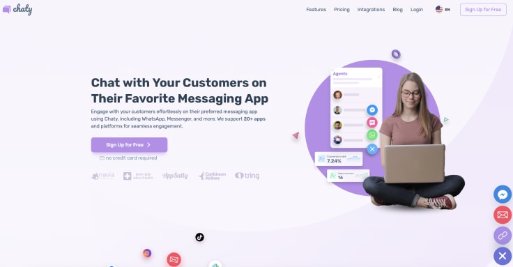 Screenshot of Chaty website
