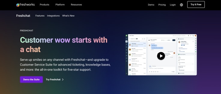 Screenshot of Freshworks product page.