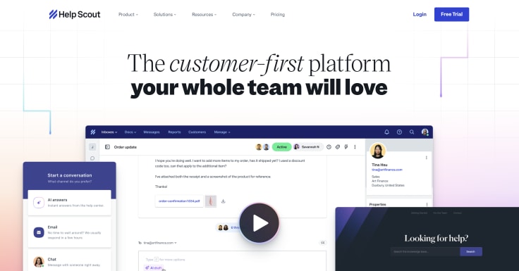 Help Scout website with their main heading.