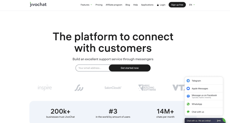 Screenshot of a JivoChat website