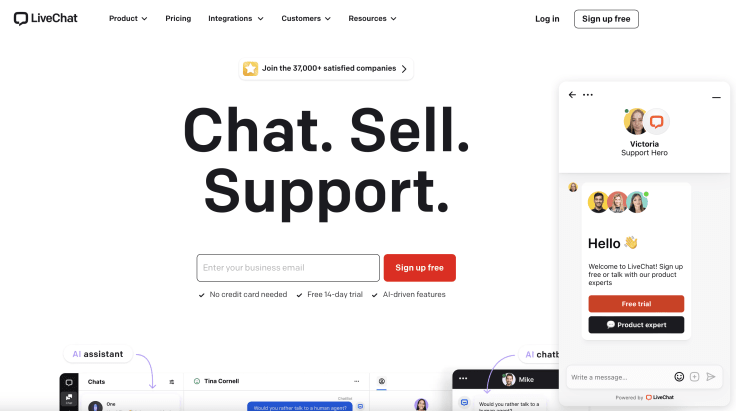 Screenshot of LiveChat's chat widget on a website.